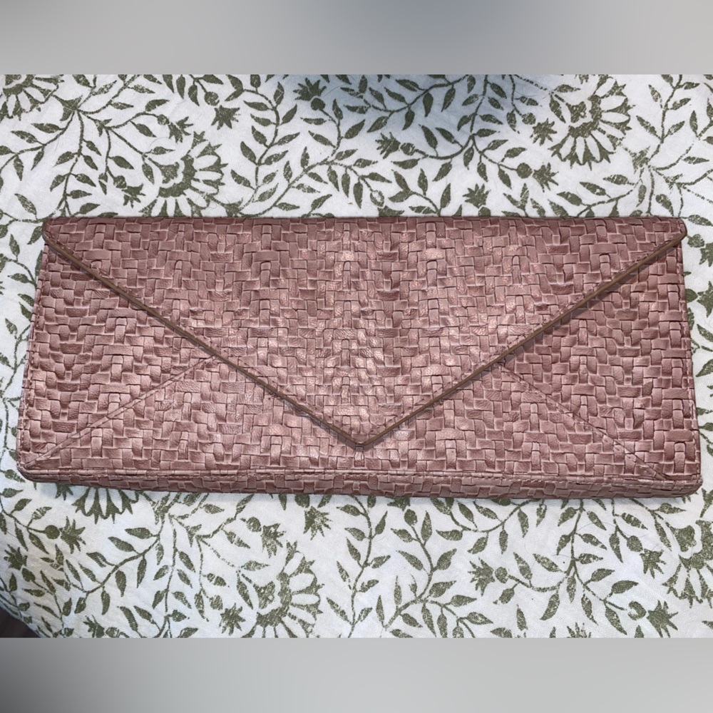 Lulu Townsend Blush Woven Envelope Clutch